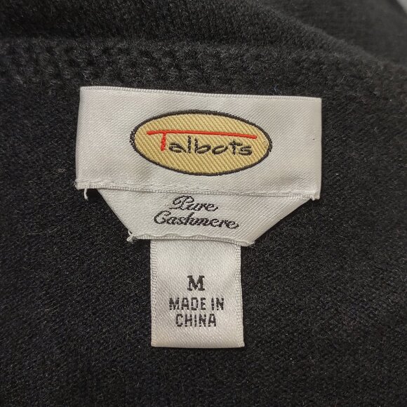Talbots black 100% Cashmere crocheted V-Neck pullover sweater ladies Medium - Picture 8 of 9